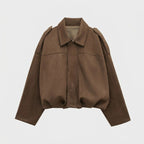 Women's oversized bomber jacket casual streetwear - Brun