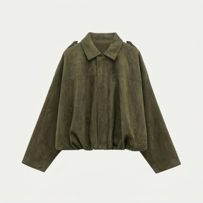 Women's oversized bomber jacket casual streetwear - Grön