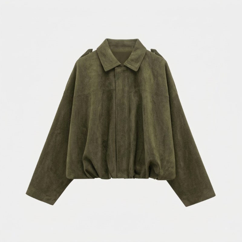 Women's oversized bomber jacket casual streetwear - Green