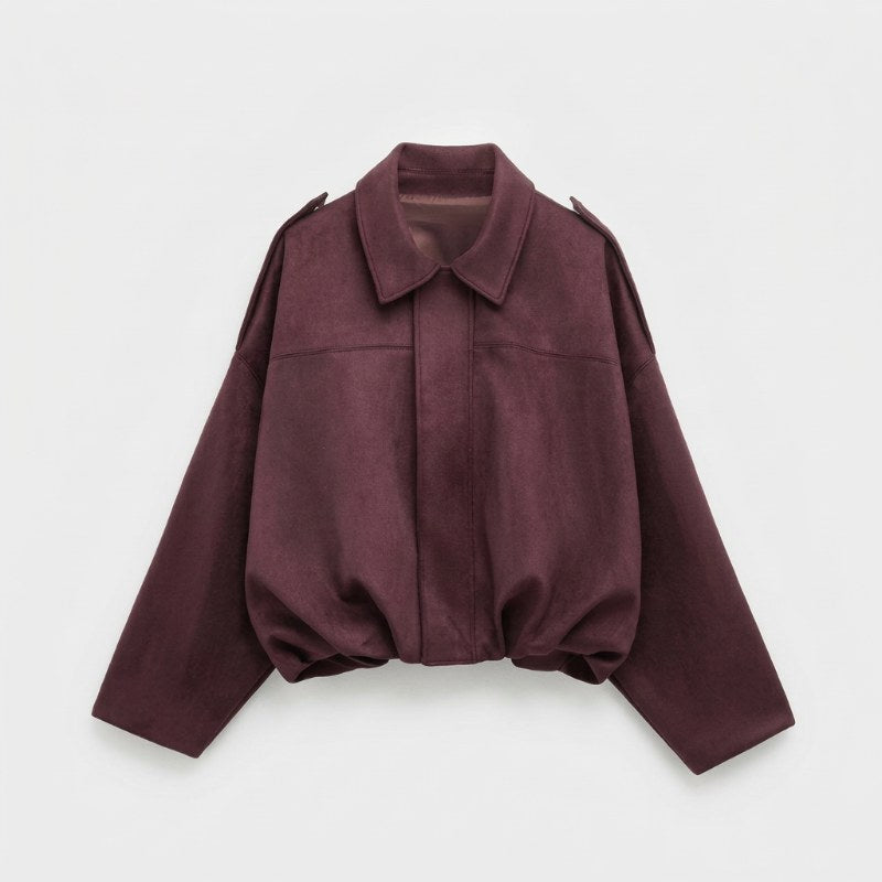 Women's oversized bomber jacket casual streetwear - Röd